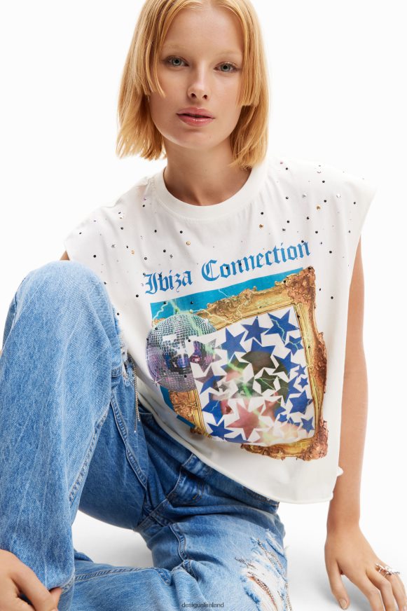 Desigual Women Studded disco T-shirt Clothing PFVZ0B504
