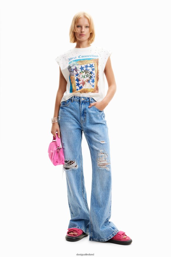 Desigual Women Studded disco T-shirt Clothing PFVZ0B504