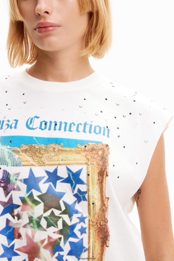 Desigual Women Studded disco T-shirt Clothing PFVZ0B504