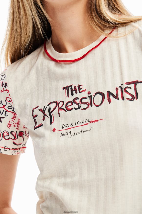 Desigual Women Textured message T-shirt Clothing PFVZ0B153