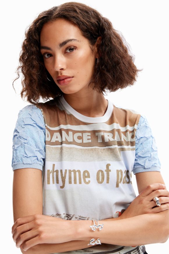 Desigual Women Textured newspaper T-shirt Clothing PFVZ0B123
