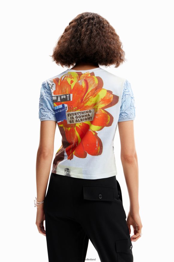 Desigual Women Textured newspaper T-shirt Clothing PFVZ0B123