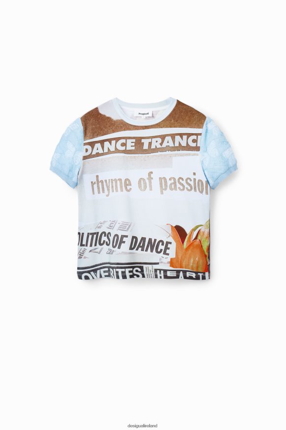 Desigual Women Textured newspaper T-shirt Clothing PFVZ0B123