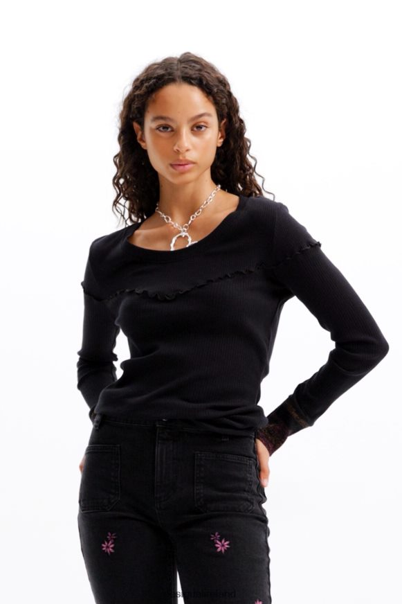 Desigual Women Textured ribbed T-shirt Clothing PFVZ0B274