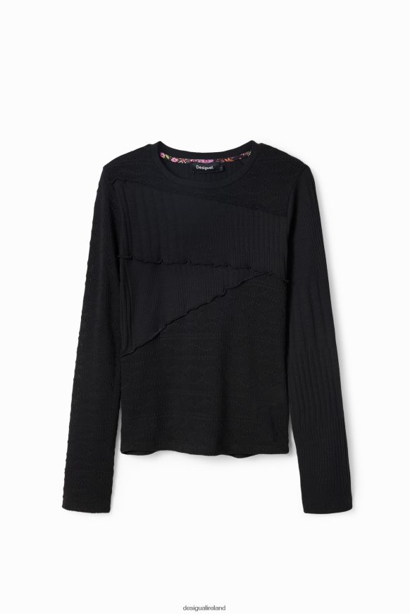 Desigual Women Textured ribbed T-shirt Clothing PFVZ0B274