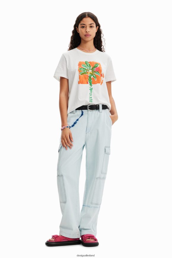 Desigual Women Tropical palm tree T-shirt Clothing PFVZ0B940