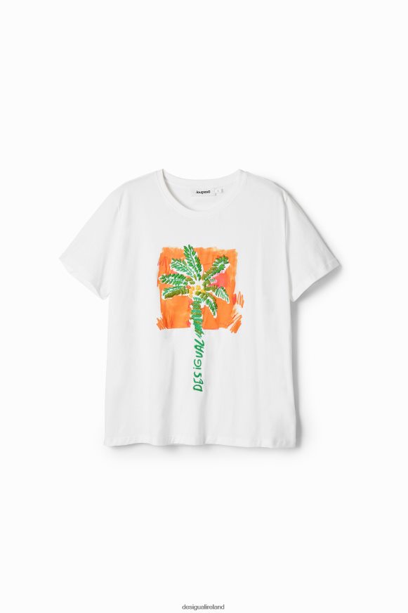 Desigual Women Tropical palm tree T-shirt Clothing PFVZ0B940