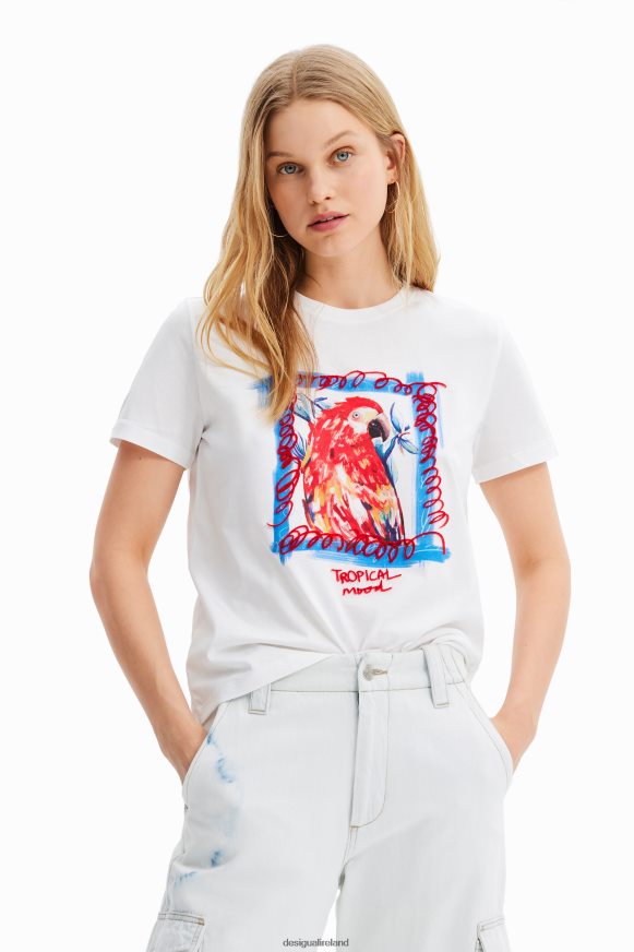 Desigual Women Tropical parrot T-shirt Clothing PFVZ0B1009