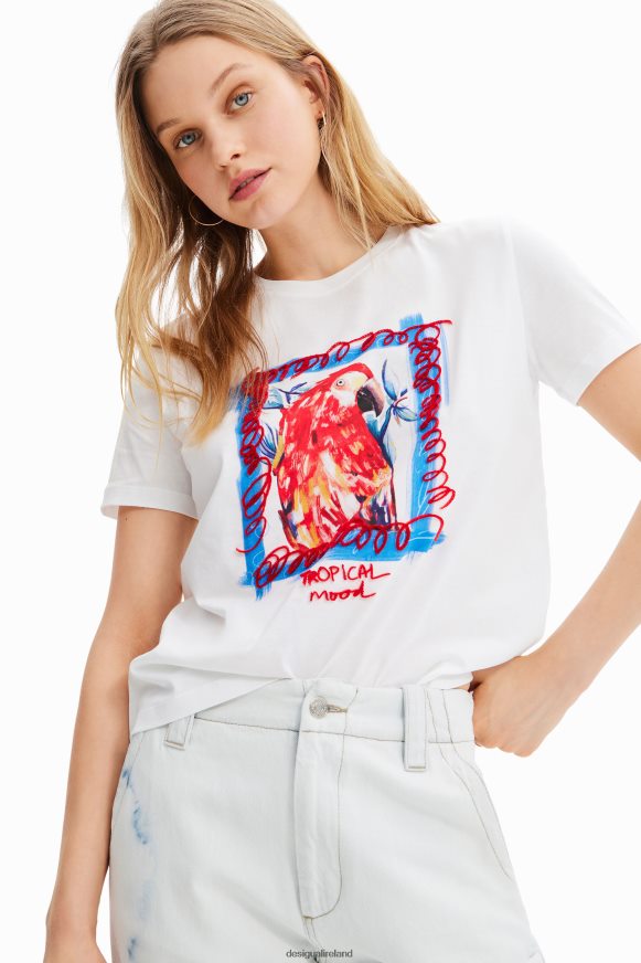Desigual Women Tropical parrot T-shirt Clothing PFVZ0B1009