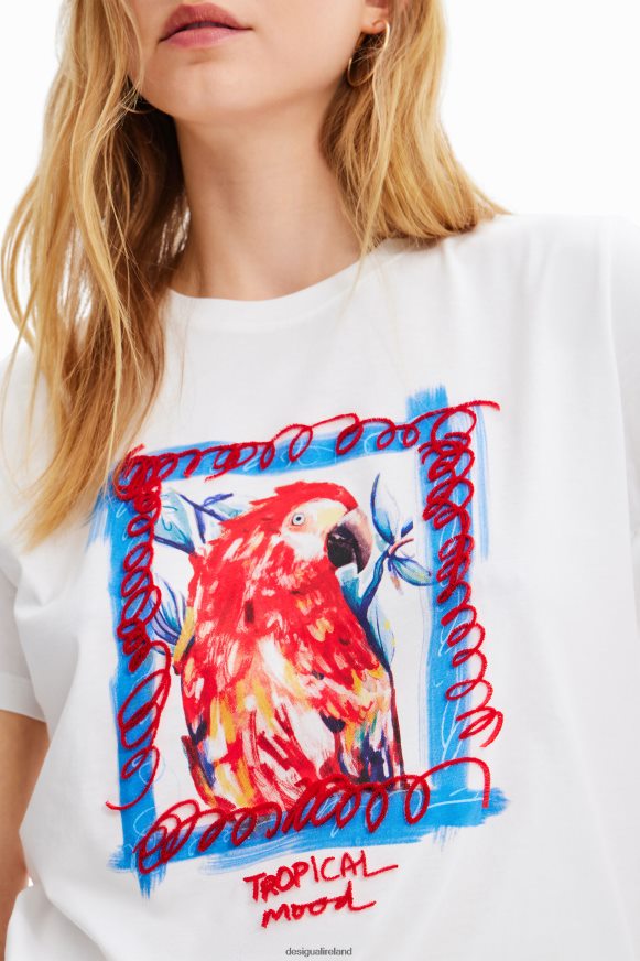 Desigual Women Tropical parrot T-shirt Clothing PFVZ0B1009