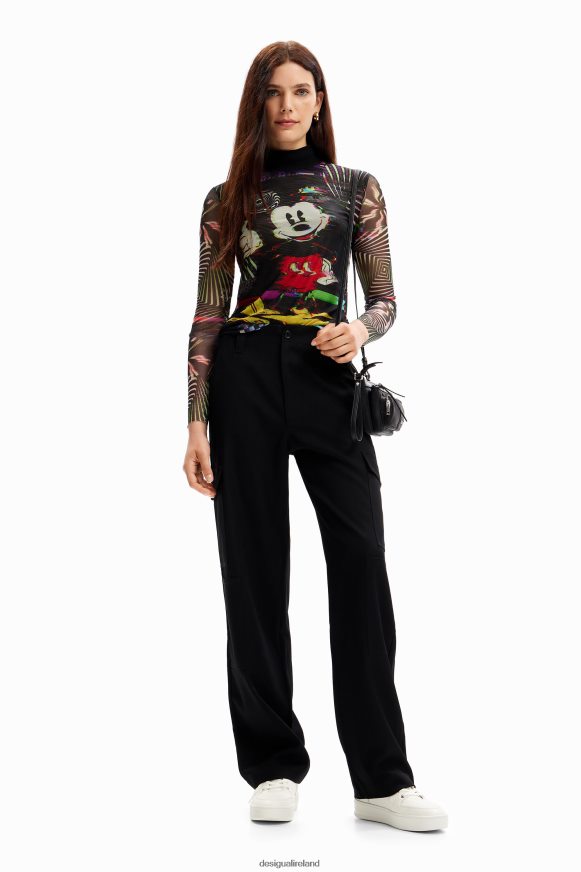 Desigual Women Tulle Mickey Mouse T-shirt Clothing PFVZ0B72