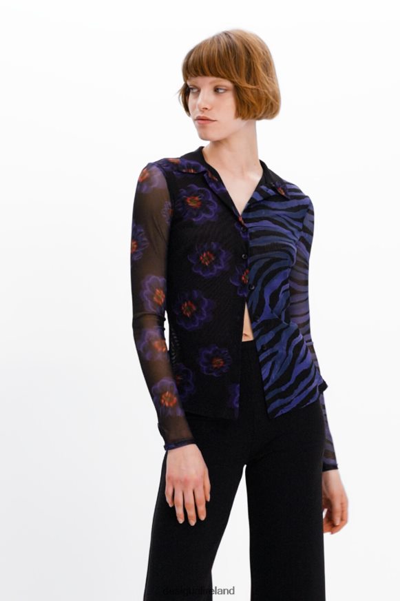 Desigual Women Tulle floral zebra shirt Clothing PFVZ0B1007