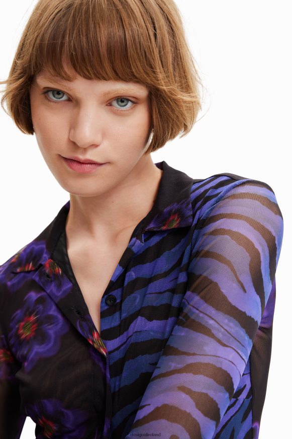 Desigual Women Tulle floral zebra shirt Clothing PFVZ0B1007
