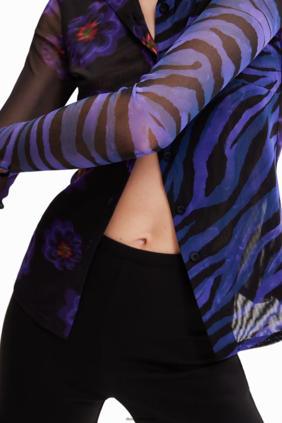 Desigual Women Tulle floral zebra shirt Clothing PFVZ0B1007