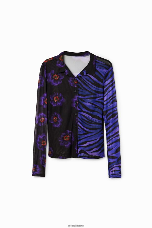 Desigual Women Tulle floral zebra shirt Clothing PFVZ0B1007