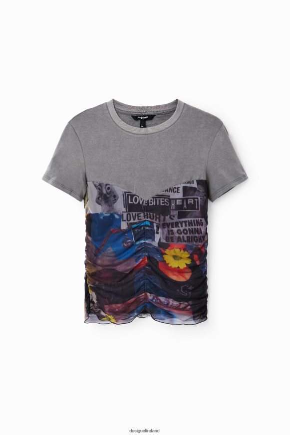Desigual Women Tulle newspaper T-shirt Clothing PFVZ0B915