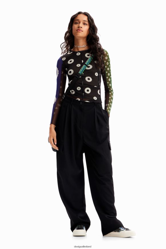 Desigual Women Tulle patchwork denim T-shirt Clothing PFVZ0B279