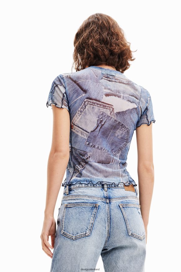 Desigual Women Tulle patchwork denim T-shirt Clothing PFVZ0B42