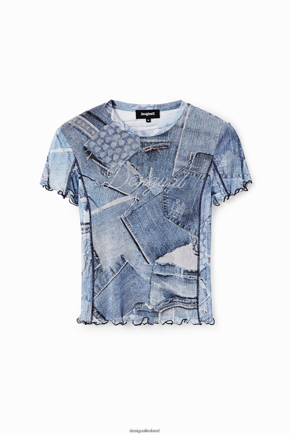 Desigual Women Tulle patchwork denim T-shirt Clothing PFVZ0B42