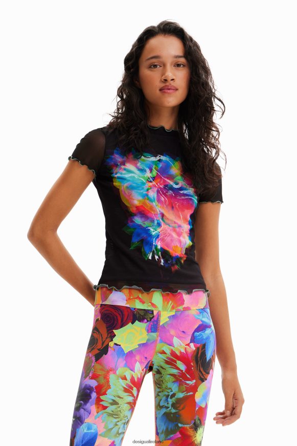 Desigual Women Tulle slim floral T-shirt Clothing PFVZ0B848