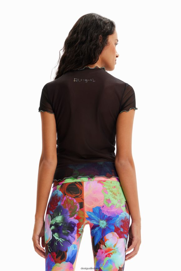 Desigual Women Tulle slim floral T-shirt Clothing PFVZ0B848