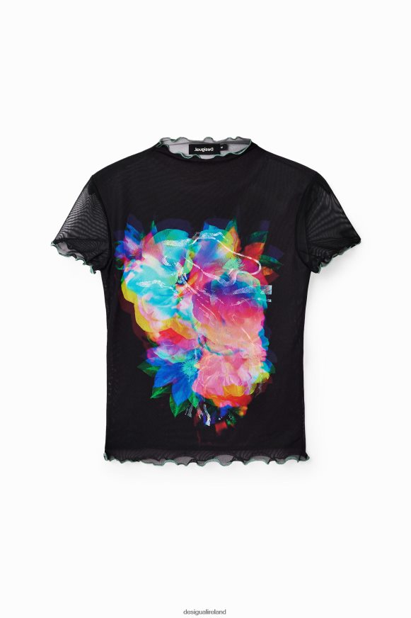 Desigual Women Tulle slim floral T-shirt Clothing PFVZ0B848