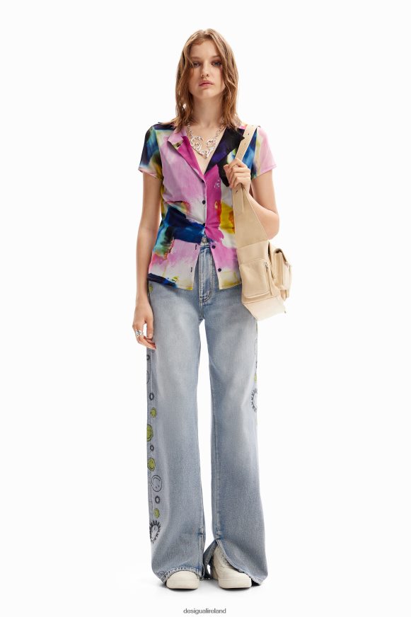 Desigual Women Watercolour tulle resort T-shirt Clothing PFVZ0B1141