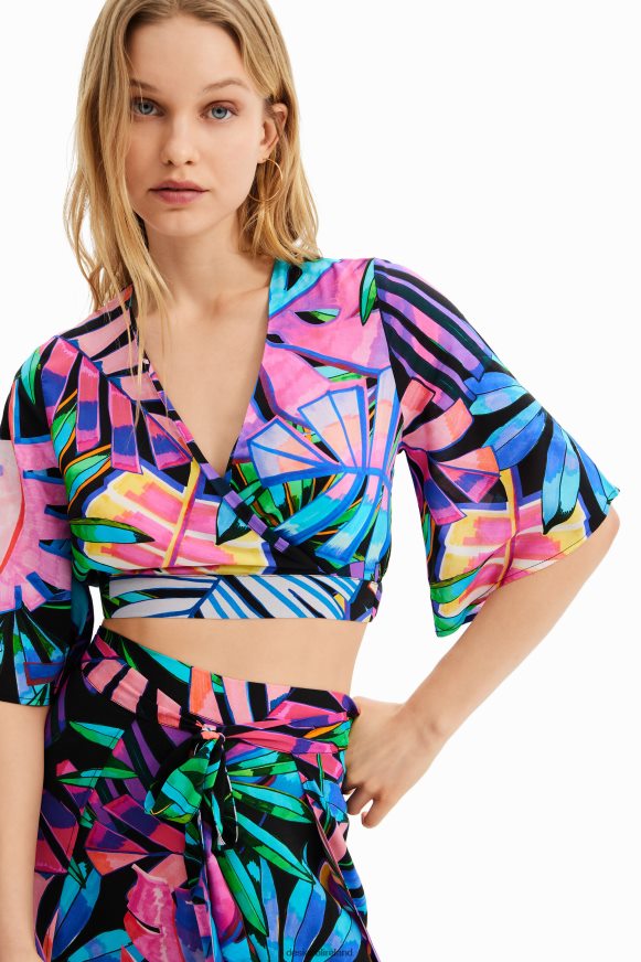 Desigual Women Tropical wrap crop top Clothing PFVZ0B637