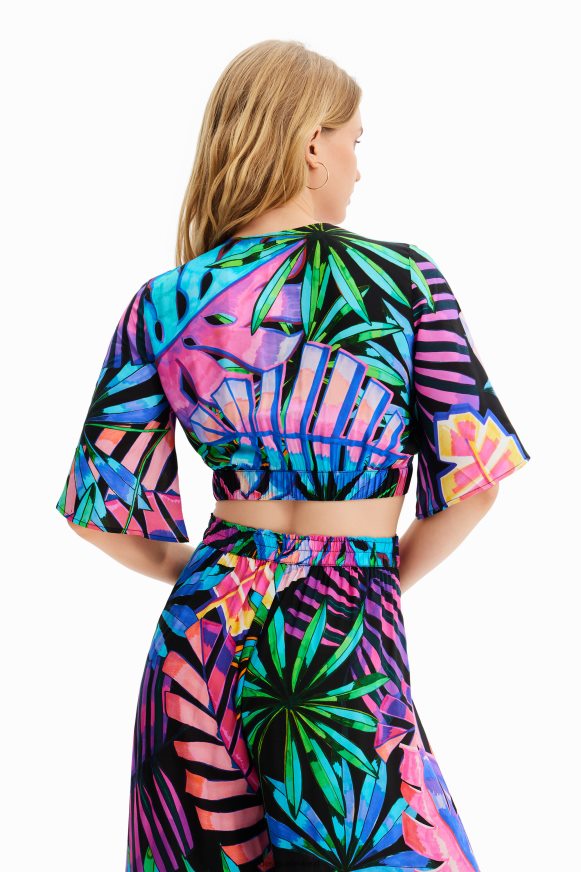Desigual Women Tropical wrap crop top Clothing PFVZ0B637
