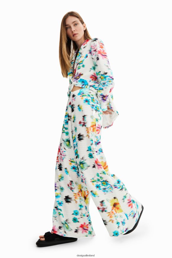 Desigual Women Blurry flowers maxi trousers Clothing PFVZ0B926