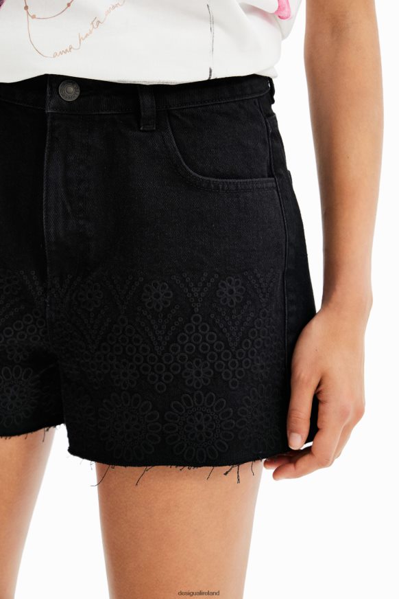 Desigual Women Embroidered denim shorts Clothing PFVZ0B323