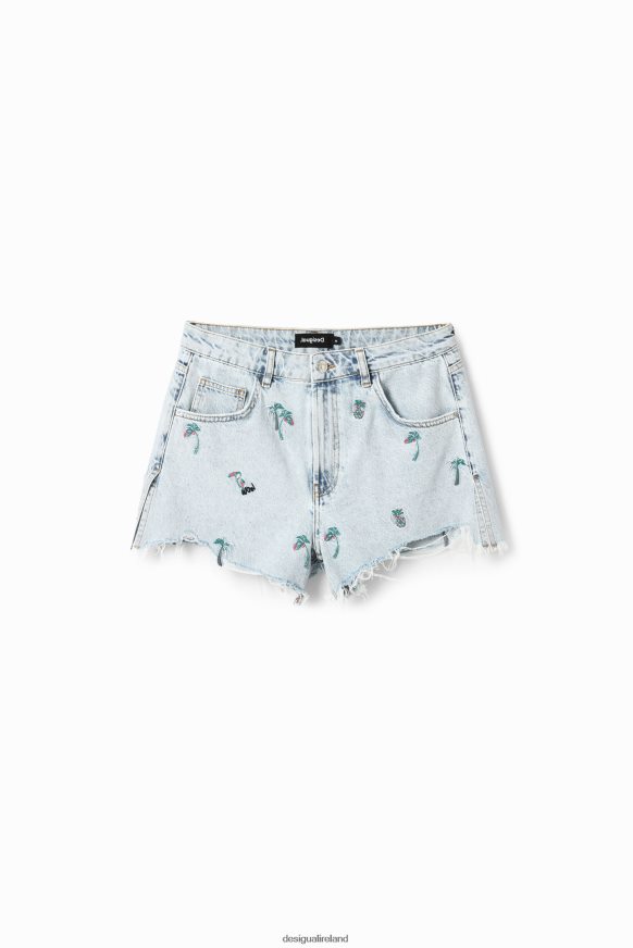 Desigual Women Embroidered denim shorts Clothing PFVZ0B484