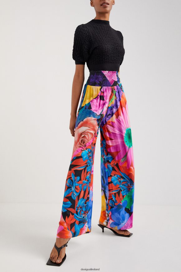 Desigual Women Floral palazzo trousers Clothing PFVZ0B1078