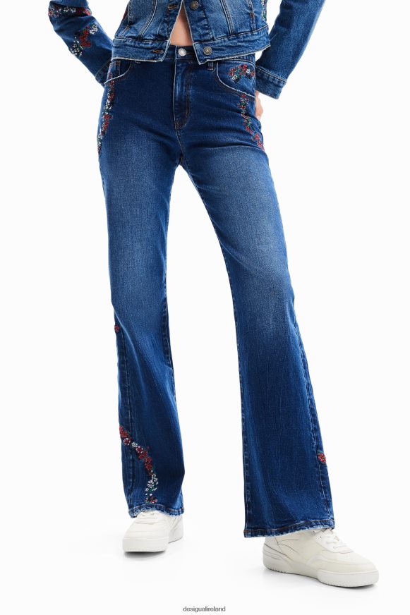 Desigual Women Floral wide-leg jeans Clothing PFVZ0B138
