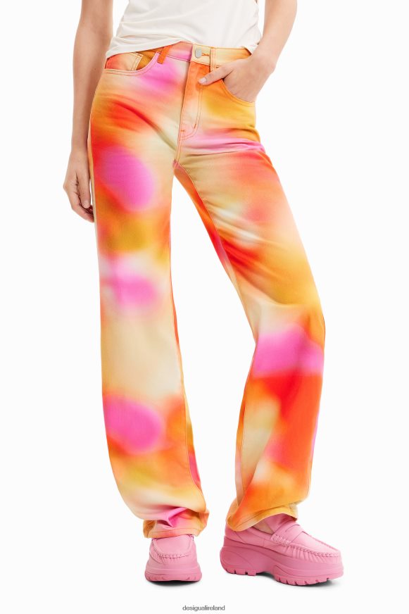 Desigual Women Maitrepierre multicolour wide leg jeans Clothing PFVZ0B781
