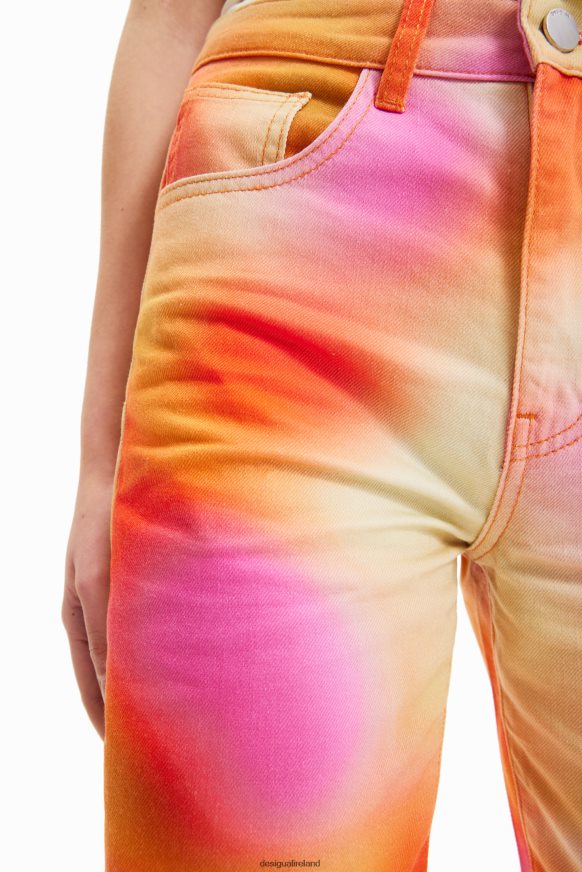 Desigual Women Maitrepierre multicolour wide leg jeans Clothing PFVZ0B781