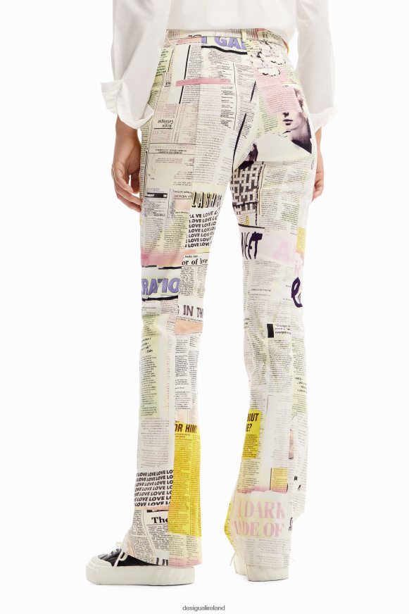 Desigual Women Newspaper flare trousers Clothing PFVZ0B87