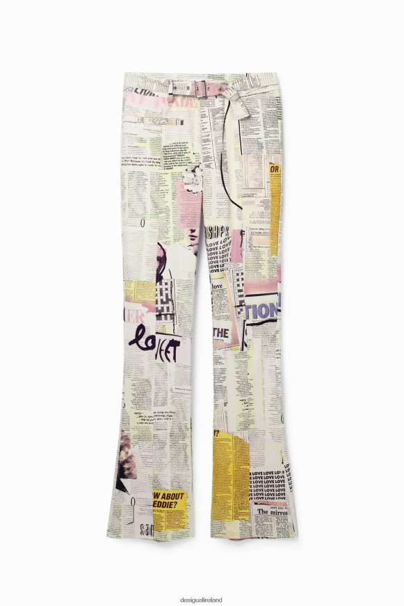 Desigual Women Newspaper flare trousers Clothing PFVZ0B87