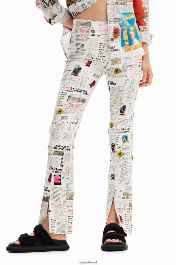 Desigual Women Newspaper slit trousers Clothing PFVZ0B652