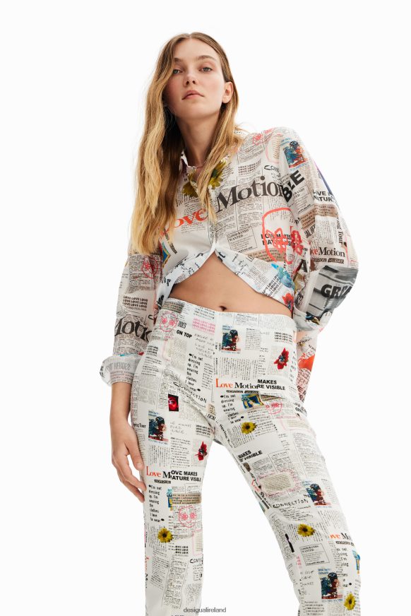 Desigual Women Newspaper slit trousers Clothing PFVZ0B652