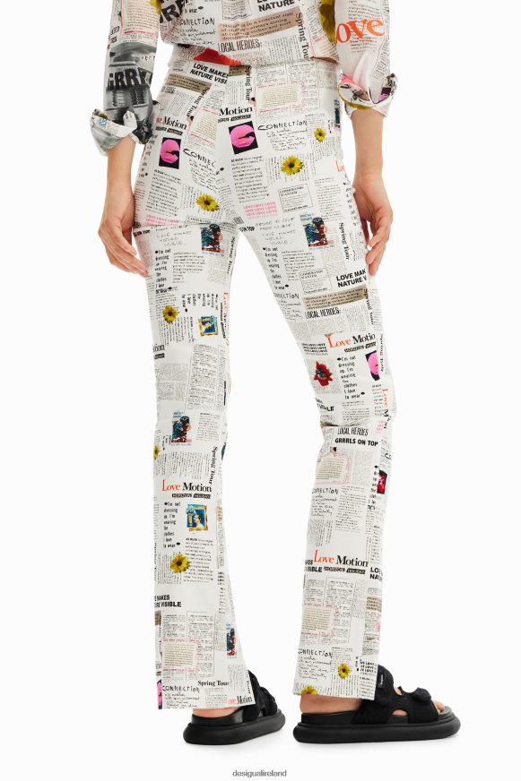 Desigual Women Newspaper slit trousers Clothing PFVZ0B652