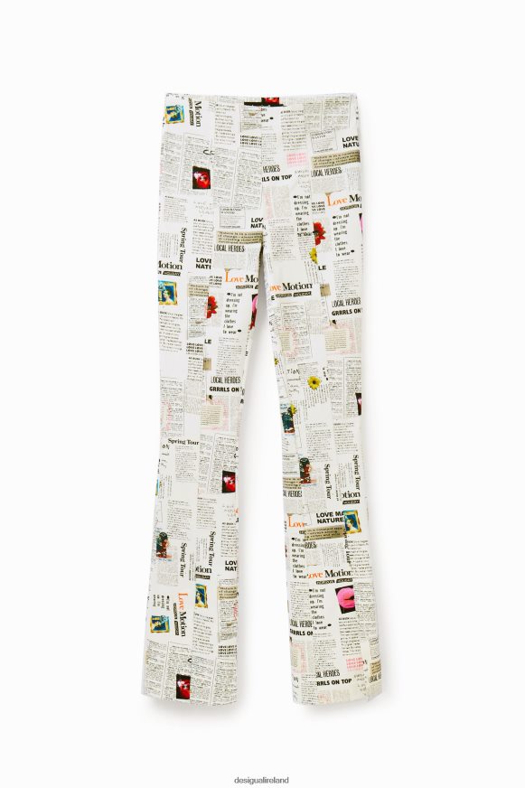 Desigual Women Newspaper slit trousers Clothing PFVZ0B652
