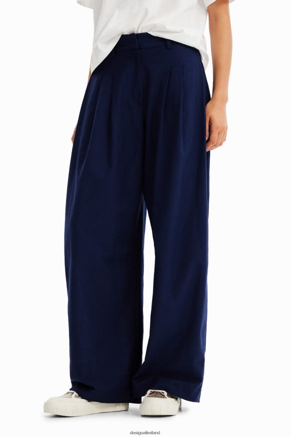 Desigual Women Pleated wide-leg trousers Clothing PFVZ0B466