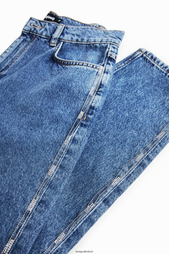 Desigual Women Rhinestone mom jeans Clothing PFVZ0B603