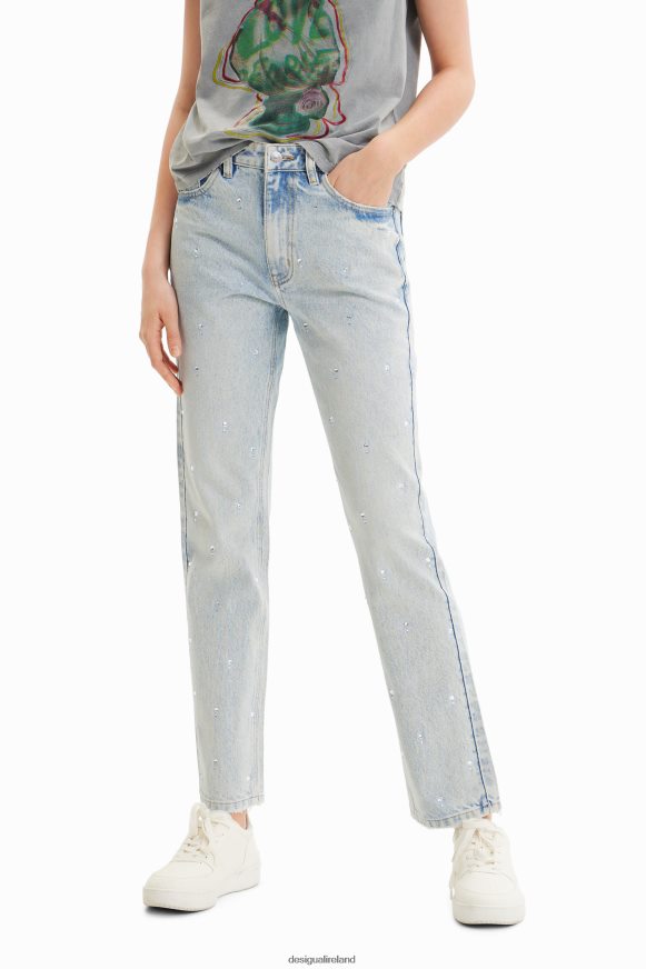 Desigual Women Rhinestone straight jeans Clothing PFVZ0B583
