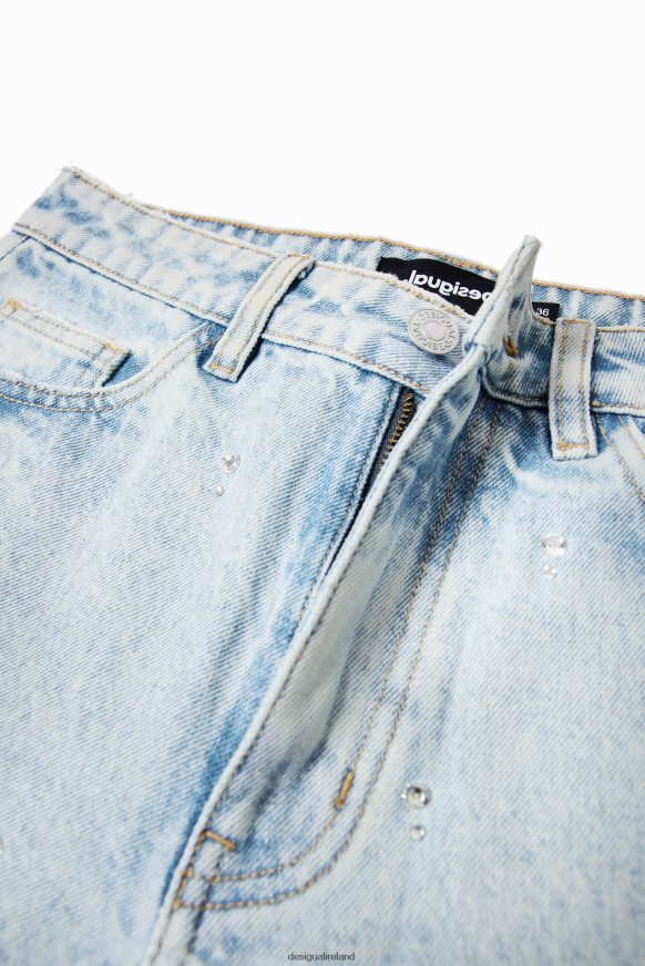 Desigual Women Rhinestone straight jeans Clothing PFVZ0B583