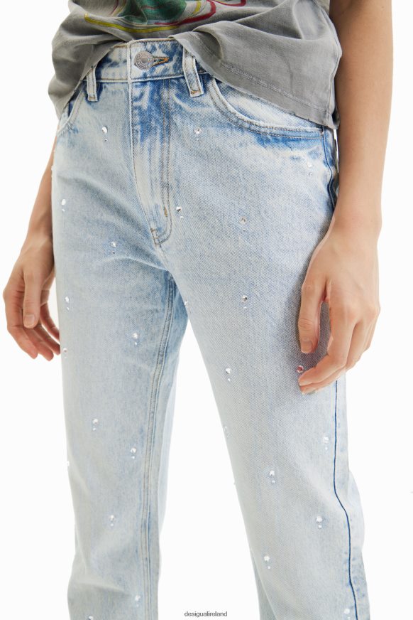 Desigual Women Rhinestone straight jeans Clothing PFVZ0B583