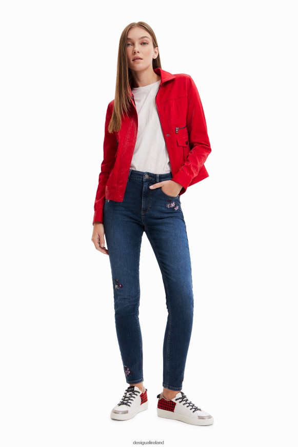 Desigual Women Skinny push-up jeans with embroidered flowers Clothing PFVZ0B564