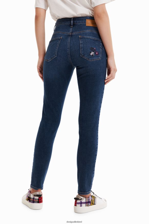 Desigual Women Skinny push-up jeans with embroidered flowers Clothing PFVZ0B564