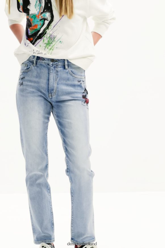 Desigual Women Straight Mickey Mouse jeans Clothing PFVZ0B46